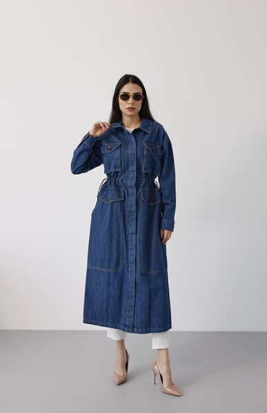 Neways - 6652-Büyük Cepli Ceket Koyu Mavi