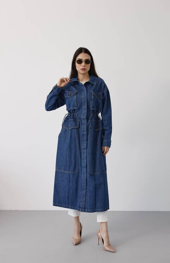 6652-Büyük Cepli Ceket Koyu Mavi