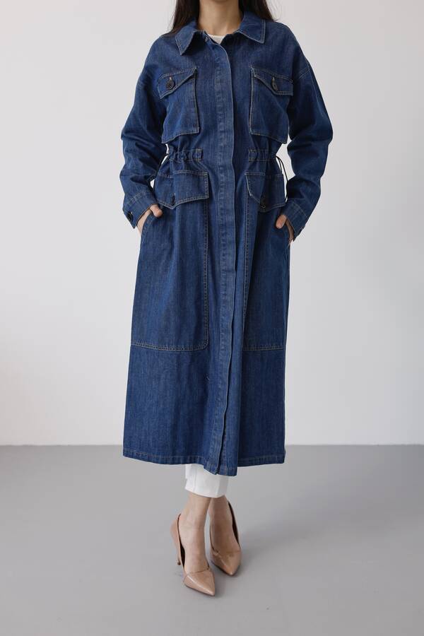 6652-Büyük Cepli Ceket Koyu Mavi