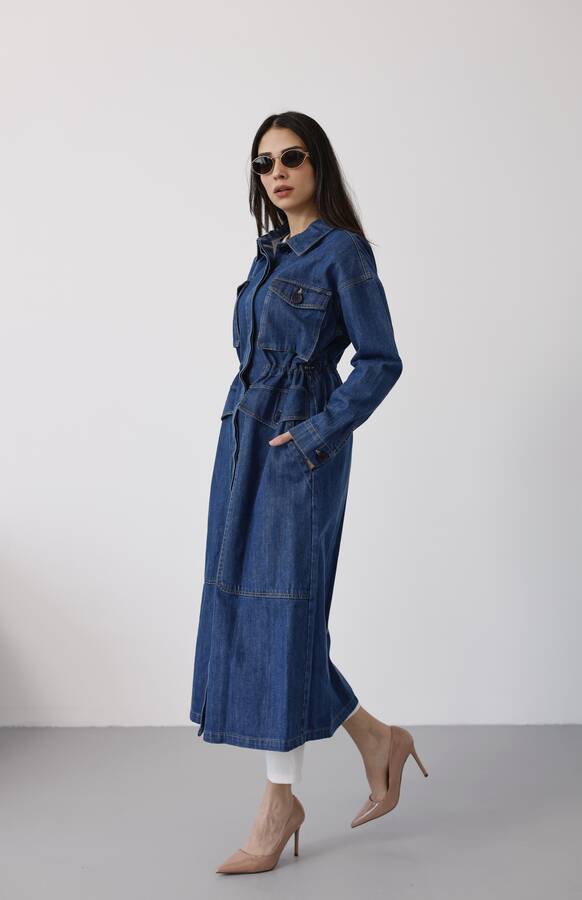 6652-Büyük Cepli Ceket Koyu Mavi