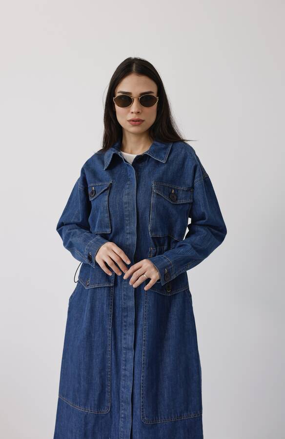 6652-Büyük Cepli Ceket Koyu Mavi