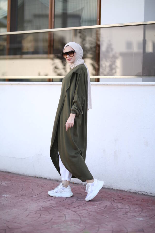8024 - Çaprazlı Triko Tunik Haki