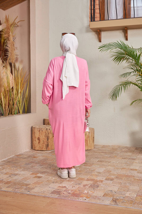 8024 - Çaprazlı Triko Tunik Pembe