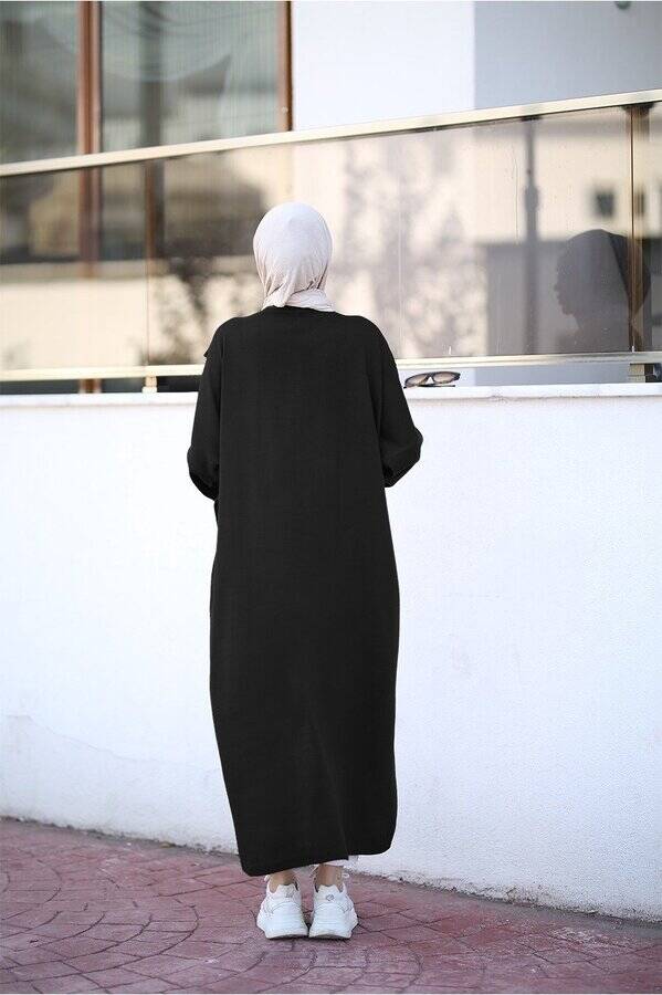 8024 - Çaprazlı Triko Tunik Siyah