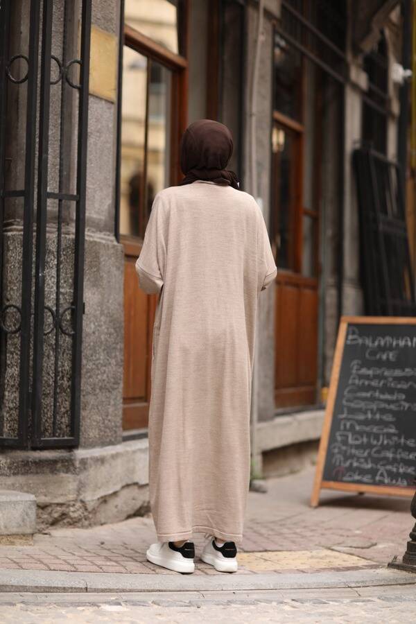 8024 - Çaprazlı Triko Tunik Vizon