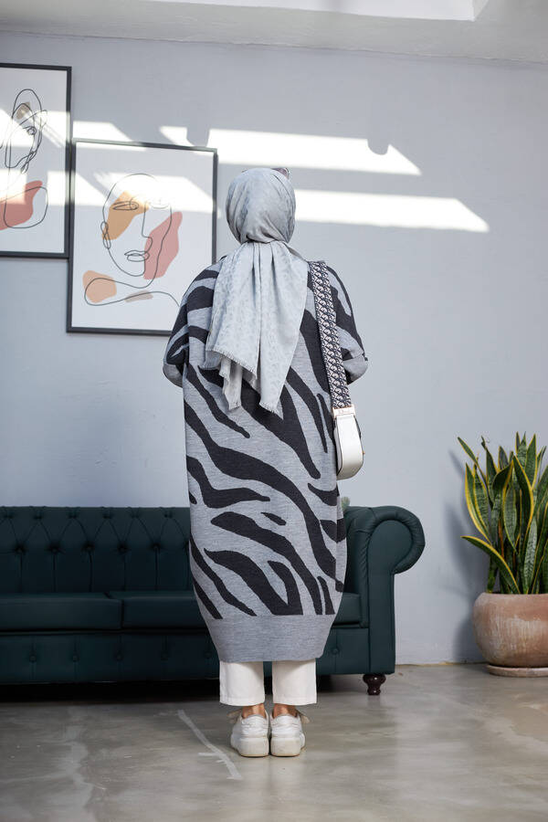 8035-Zebra Triko Tunik Gri - Antrasit