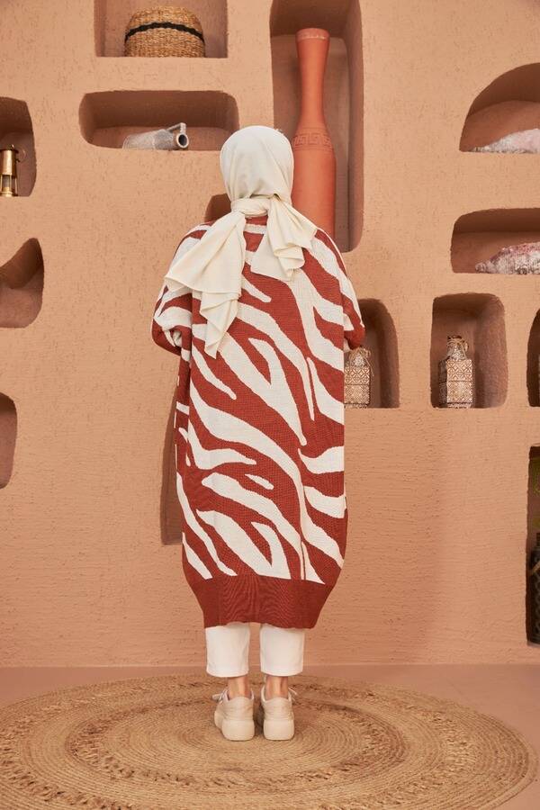 8035-Zebra Triko Tunik Taba - Ekru