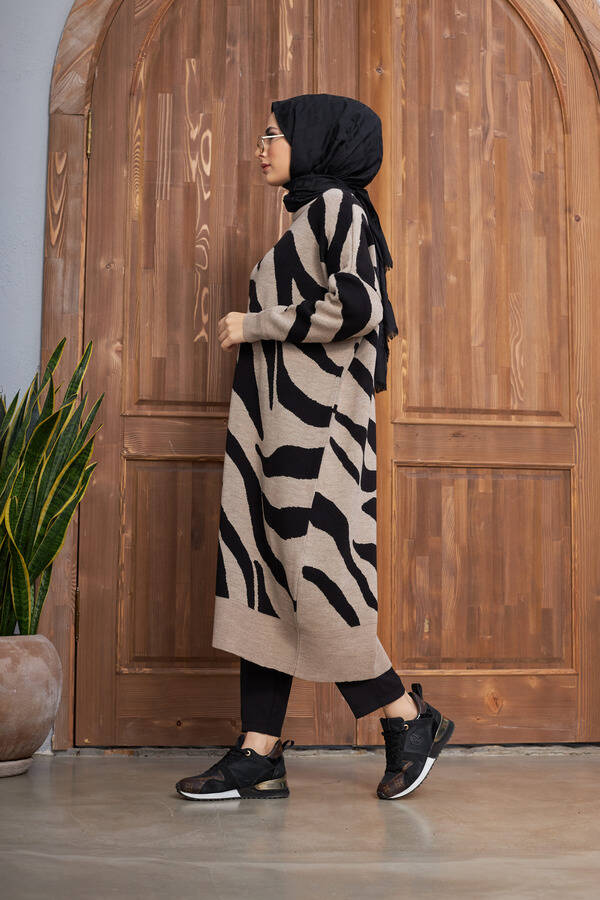 8035-Zebra Triko Tunik Vizon - Siyah